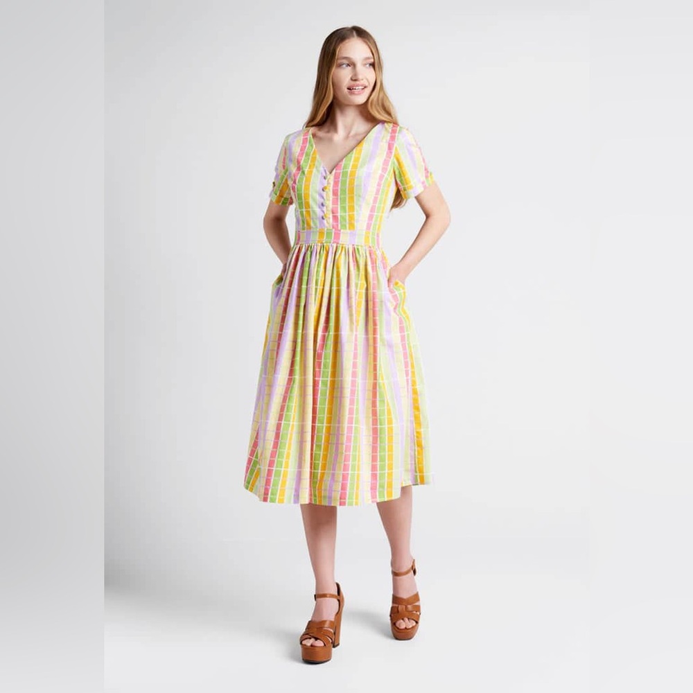 NWT Darling Deal! ModClothPopsicle Party Midi Dress - Size 10
